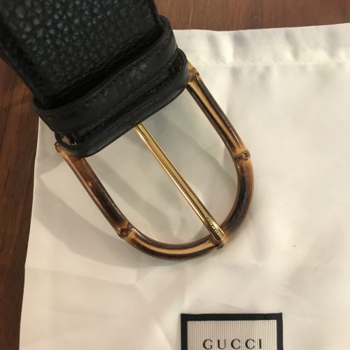 Gucci Cintura fibbia in Bamboo in Pelle Nera