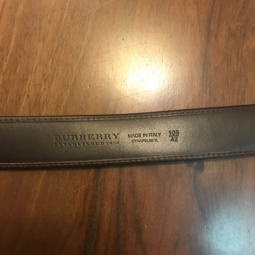 Burberry Cintura in Tela Check e profili in Pelle marrone